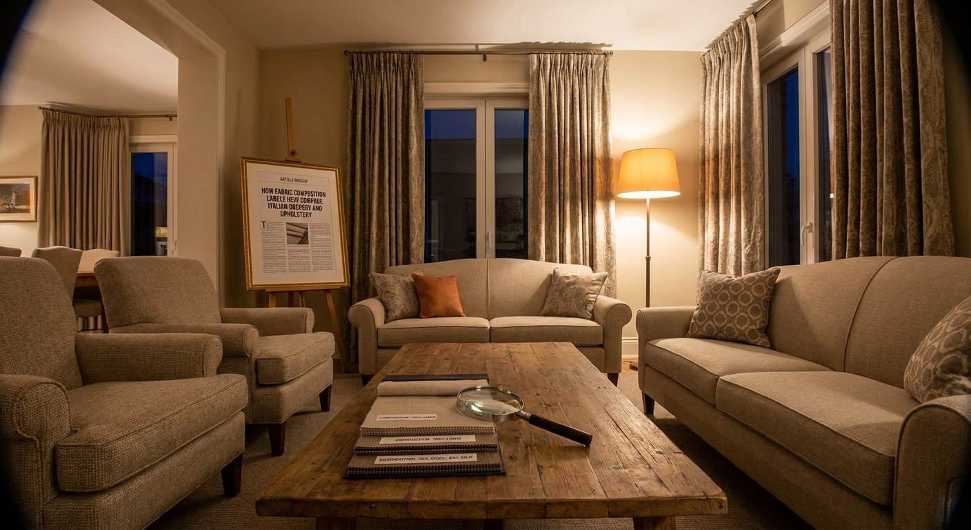 How fabric composition labels help compare Italian drapery and upholstery
